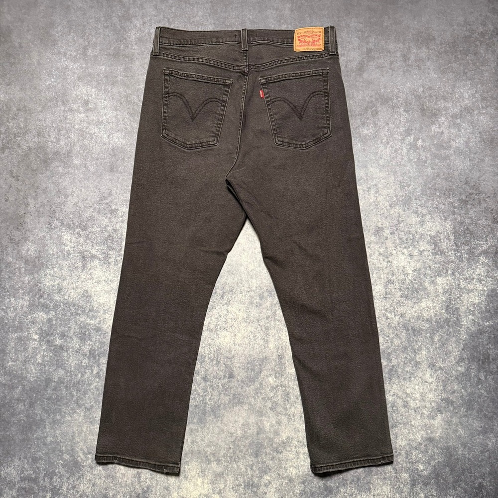 Levis Wedgie Straight Jeans Womens 32 Washed Black High Rise Distressed 34964-